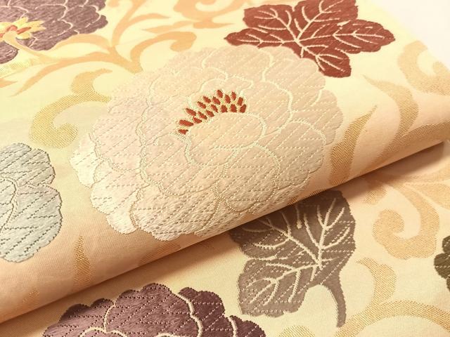平和屋着物●西陣の名門 加納幸謹製 六通柄袋帯 唐織 織文牡丹 金糸 正絹 逸品 CABM2980vp