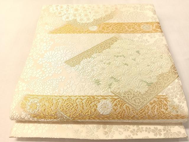 平和屋着物●皇室・伊勢神宮御用 御御帯 山口美術織物 山口弘躬 太鼓柄袋帯 唐織 治秋菱桜菊文 金銀糸 正絹 逸品 CABM2982vp