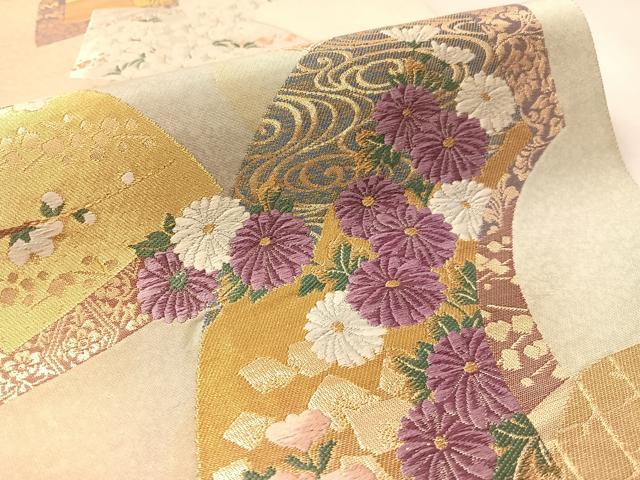 平和屋着物●西陣 京の名門 じゅらく謹製 帝王紫 六通柄袋帯 唐織 地紙花文 金糸 正絹 逸品 CABM2986vp