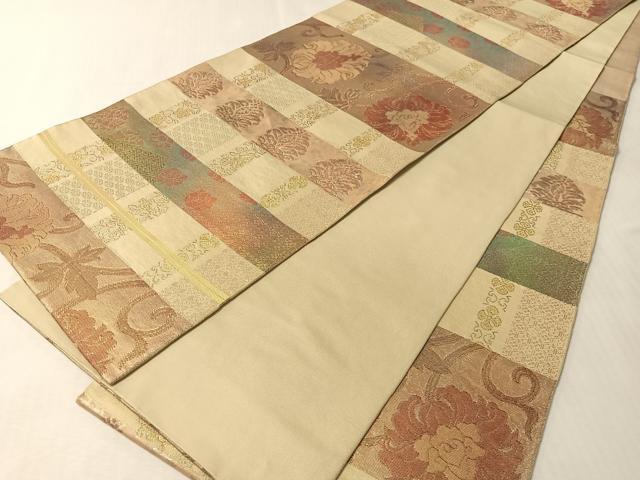 平和屋着物●西陣 川島織物 六通柄 本袋帯 更紗横段文 金糸 正絹 逸品 CABM3004vp