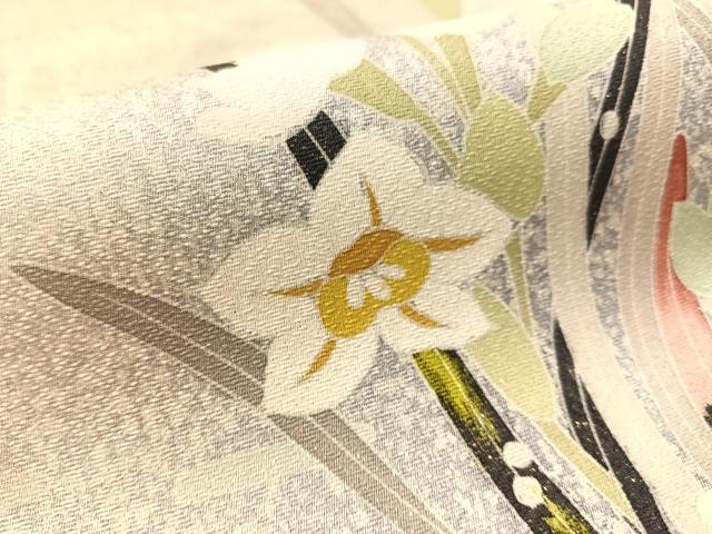平和屋着物●六通柄袋帯 鴛鴦花文 金通し地 正絹 逸品 CABM3013vp