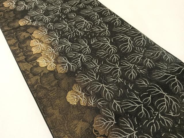 平和屋着物●六通柄袋帯 枝葉尽くし 黒地 金銀糸 鈴乃屋扱い 正絹 逸品 未使用 CABM3019vp
