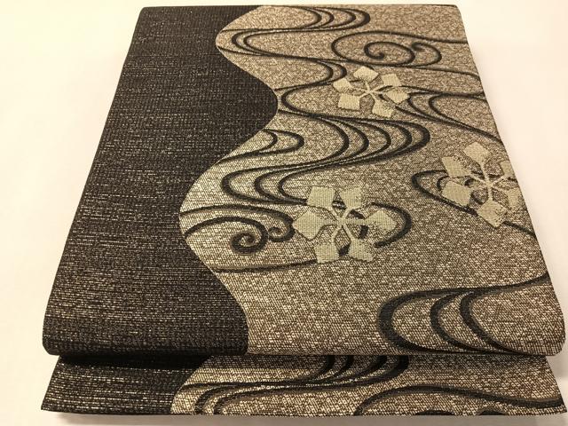 平和屋着物●六通柄袋帯 流水雪華文 金糸 正絹 逸品 CABM3027vp