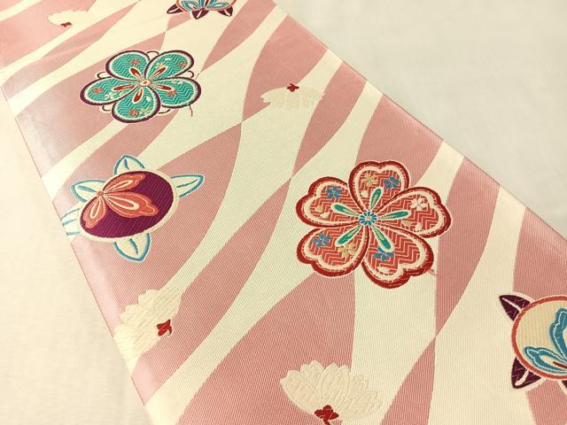 平和屋着物●六通柄袋帯 唐織 舞花文 正絹 逸品 CABM3029vp