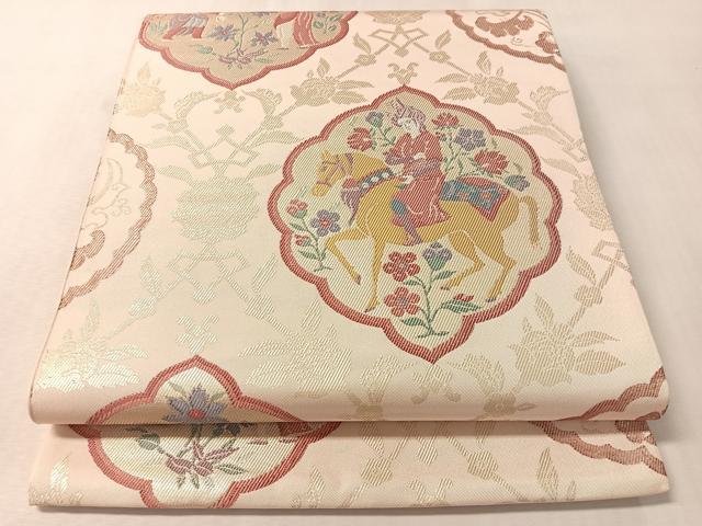 平和屋着物●六通柄 本袋帯 人物文 金糸 正絹 逸品 未使用 CABM3032vp
