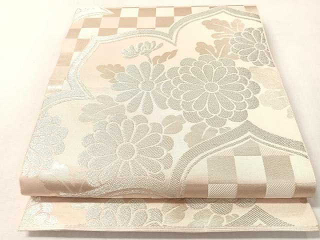 平和屋着物●西陣 川島織物 六通柄 本袋帯 市松菊文 銀糸 正絹 逸品 CABM3035vp