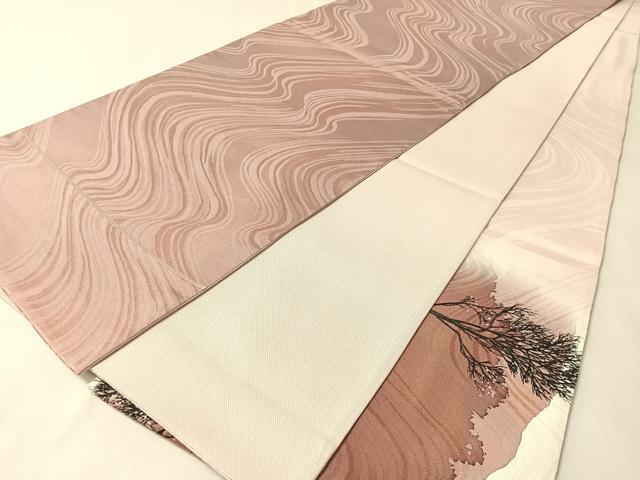 平和屋着物●本加賀友禅作家 石田巳代治 太鼓柄袋帯 手描き 草木文 銀彩 正絹 逸品 CABM3038vp