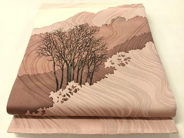 平和屋着物●本加賀友禅作家 石田巳代治 太鼓柄袋帯 手描き 草木文 銀彩 正絹 逸品 CABM3038vp