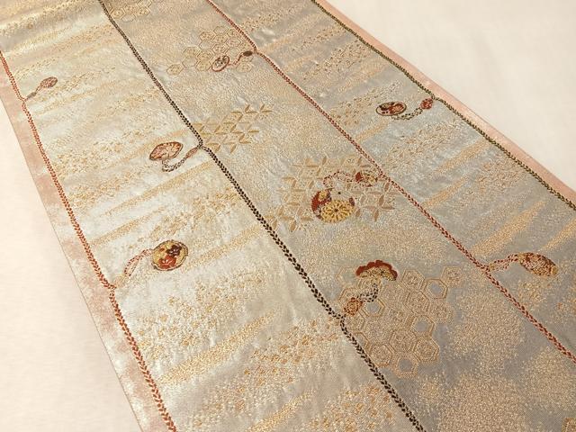平和屋着物●西陣の名門 加納幸謹製 六通柄袋帯 唐織 漆紐蒔絵 金銀糸 正絹 逸品 未使用 CABM3039vp