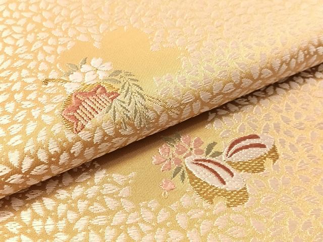 平和屋着物●六通柄袋帯 唐織 木履下駄 櫛 舞桜 金糸 さが美扱い 正絹 逸品 CABM3041vp