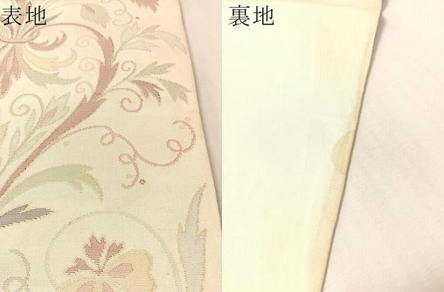 平和屋着物●六通柄 本袋帯 花唐草文 金糸 正絹 逸品 CABM3046vp