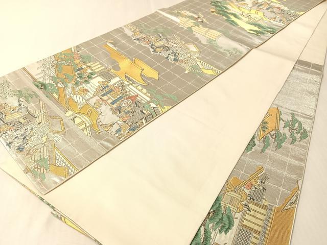 平和屋着物●西陣 川島織物 プラチナ 六通柄 本袋帯 源氏物語絵図 正絹 逸品 CABM3054vp