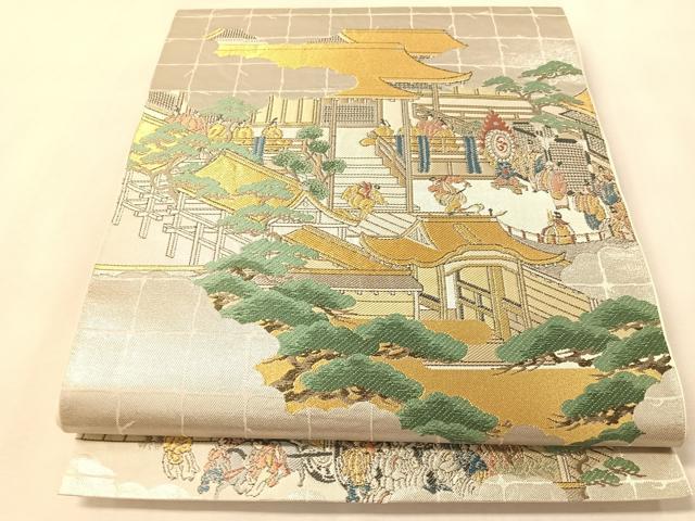 平和屋着物●西陣 川島織物 プラチナ 六通柄 本袋帯 源氏物語絵図 正絹 逸品 CABM3054vp