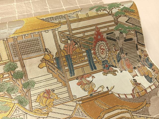 平和屋着物●西陣 川島織物 プラチナ 六通柄 本袋帯 源氏物語絵図 正絹 逸品 CABM3054vp
