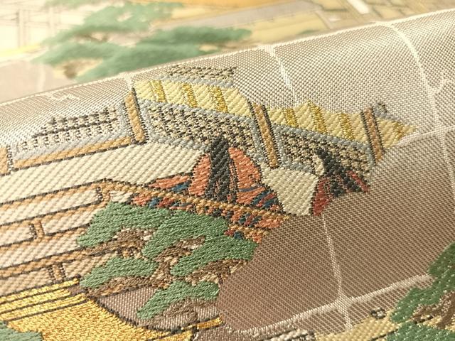 平和屋着物●西陣 川島織物 プラチナ 六通柄 本袋帯 源氏物語絵図 正絹 逸品 CABM3054vp