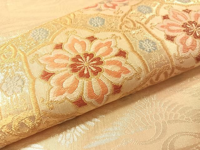 平和屋着物●西陣 川島織物 六通柄 本袋帯 変わり七宝花文 金糸 正絹 逸品 CABM3060vp