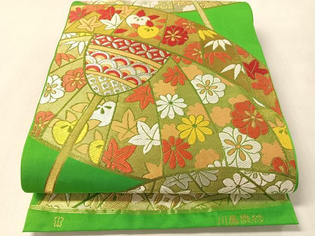 平和屋着物●西陣 川島織物 六通柄 本袋帯 唐織 番傘花文 金銀糸 正絹 逸品 CABM3061vp