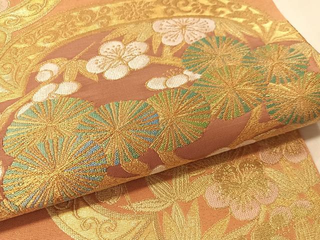 平和屋着物●西陣 川島織物 本金 六通柄 本袋帯 本極錦 正絹 逸品 CABM3062vp