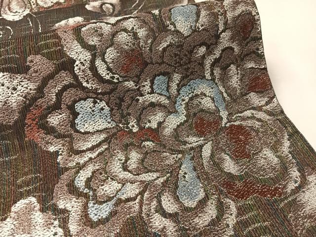 平和屋着物▽六通柄袋帯 スリーシーズン 春夏秋 更紗唐草文 金糸 正絹 逸品 未使用 CABM3066vp