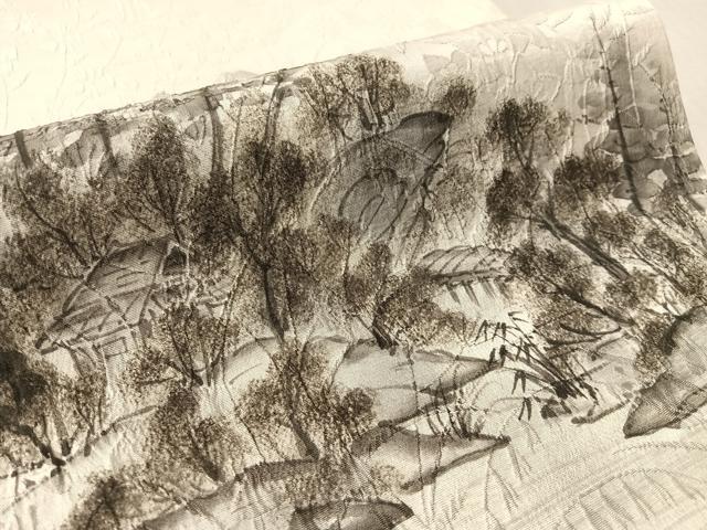 平和屋着物●六通柄袋帯 手描き ふくれ織 風景文 正絹 逸品 CABM3070vp