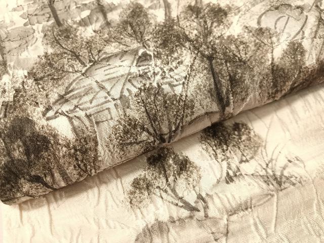平和屋着物●六通柄袋帯 手描き ふくれ織 風景文 正絹 逸品 CABM3070vp
