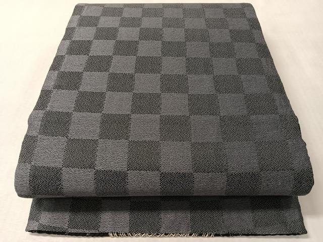 平和屋着物●染織デザイナー 堀口無月 MUGETSU チュール織 両面 全通柄袋帯 幾何学間道 正絹 逸品 未使用 CABM3072vp