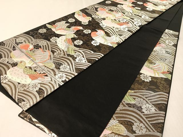 平和屋着物●西陣の名門 本家加納 六通柄袋帯 唐織 鴛鴦枝垂れ花文 金銀糸 正絹 逸品 CABM3084vp