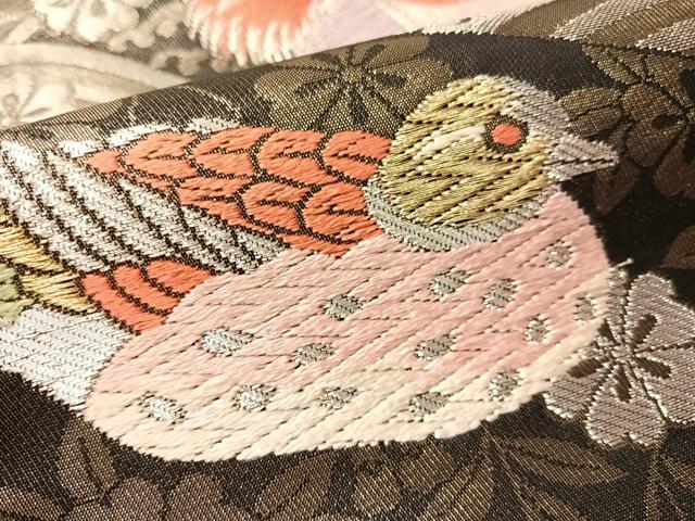 平和屋着物●西陣の名門 本家加納 六通柄袋帯 唐織 鴛鴦枝垂れ花文 金銀糸 正絹 逸品 CABM3084vp