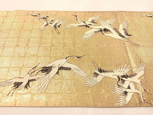 平和屋着物●西陣 川島織物 全通柄 本袋帯 群鶴 金糸 松坂屋扱い 正絹 逸品 CABM3085vp