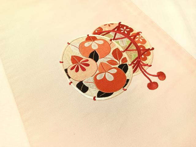 平和屋着物●爪掻き本綴れ 丸帯 総刺繍 駒刺繍 花鼓鳳凰文 金銀糸 正絹 逸品 CABM3105vp