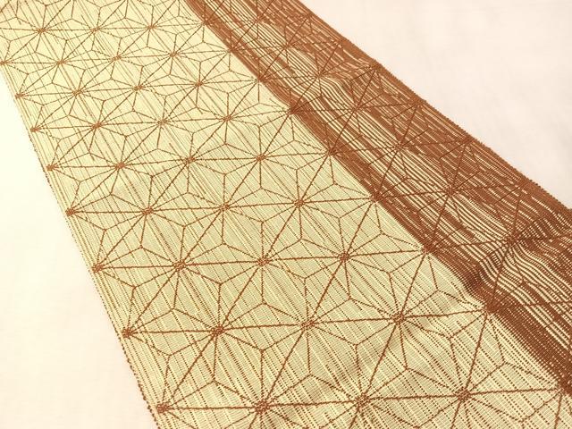 平和屋着物●八寸名古屋帯 紬地 麻の葉間道 正絹 逸品 CABM3147vp