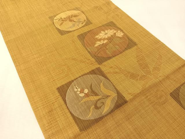 平和屋着物●九寸開き名古屋帯 色紙花丸文 正絹 逸品 CABM3148vp