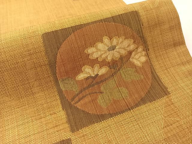 平和屋着物●九寸開き名古屋帯 色紙花丸文 正絹 逸品 CABM3148vp
