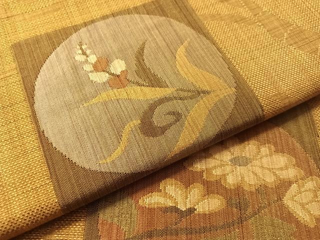 平和屋着物●九寸開き名古屋帯 色紙花丸文 正絹 逸品 CABM3148vp