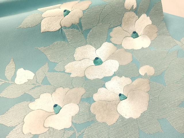 平和屋着物●中国三大刺繍 相良刺繍 総刺繍 塩瀬 九寸名古屋帯 草花文 正絹 逸品 CABM3157vp