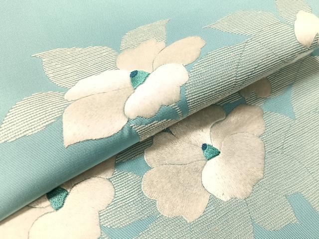 平和屋着物●中国三大刺繍 相良刺繍 総刺繍 塩瀬 九寸名古屋帯 草花文 正絹 逸品 CABM3157vp