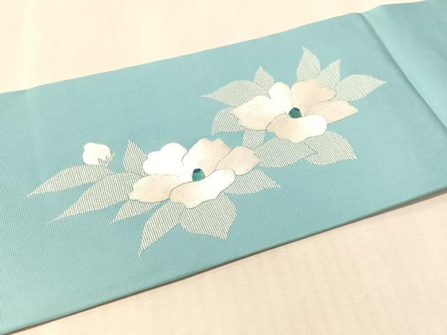平和屋着物●中国三大刺繍 相良刺繍 総刺繍 塩瀬 九寸名古屋帯 草花文 正絹 逸品 CABM3157vp