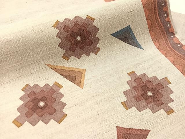 平和屋着物●九寸名古屋帯 作家物 紬地 ろうけつ染 幾何学文 正絹 逸品 CABM3171vp