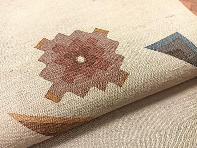 平和屋着物●九寸名古屋帯 作家物 紬地 ろうけつ染 幾何学文 正絹 逸品 CABM3171vp