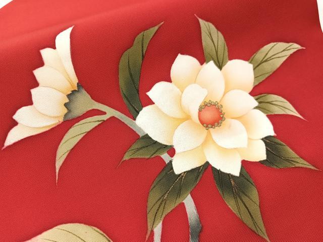 平和屋着物●塩瀬 九寸名古屋帯 手描き 枝花文 金彩 正絹 逸品 CABM3179vp