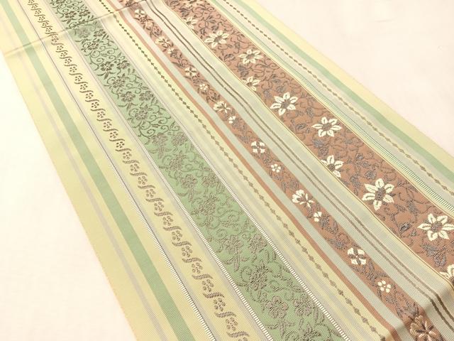 平和屋着物●本場筑前博多織 八寸名古屋帯 福絖織物謹製 筑前間道 本附子染 博多金ラベル 証紙付き 正絹 逸品 未使用 CABM3184vp
