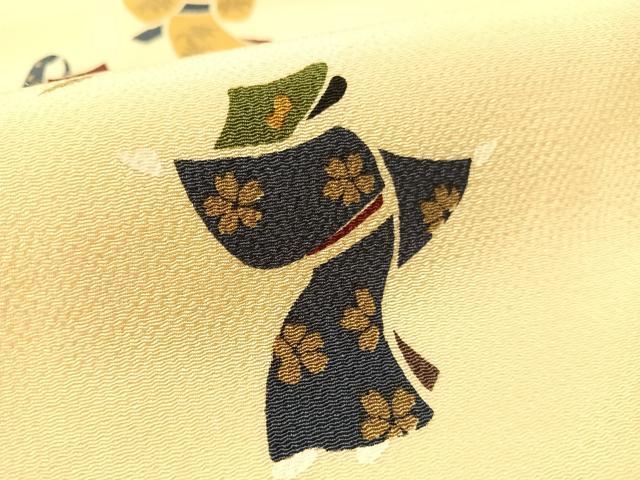 平和屋着物●全通柄 九寸名古屋帯 着物美人 鬼しぼ縮緬 正絹 逸品 CABM3186vp