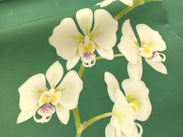 平和屋着物●塩瀬 本加賀友禅 瀬戸算 九寸名古屋帯 胡蝶蘭 正絹 逸品 CABM3197vp