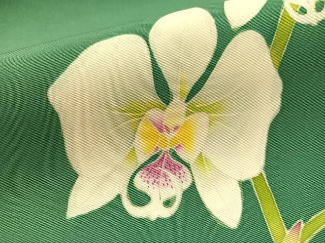 平和屋着物●塩瀬 本加賀友禅 瀬戸算 九寸名古屋帯 胡蝶蘭 正絹 逸品 CABM3197vp