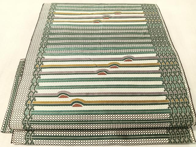 平和屋着物●本場筑前博多織 八寸名古屋帯 幾何学文様 正絹 逸品 CABM3199vp