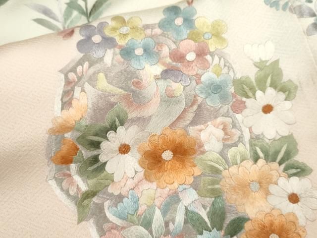 平和屋着物●訪問着 総刺繍 草花文 暈し染め 正絹 逸品 CABM3512ze