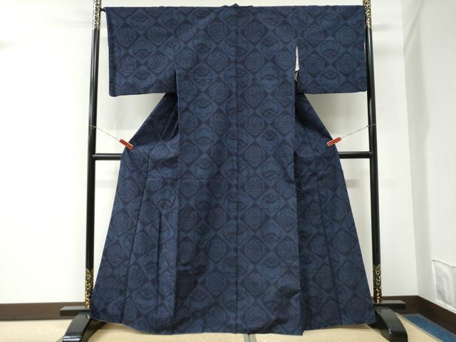 平和屋着物●結城紬 80亀甲 雪輪菱花文 正絹 逸品 CABM3607yc