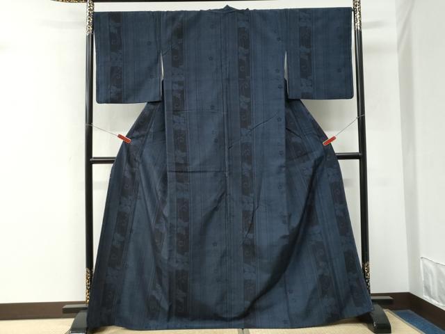 平和屋着物●上質な紬 花唐草間道 正絹 逸品 CABM3613yc