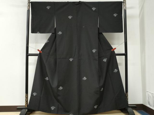 平和屋着物●上質な紬 成り物 黒地 正絹 逸品 未使用 CABM3614yc