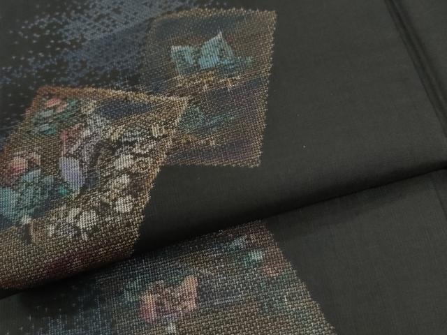 平和屋着物●本場大島紬 9マルキ 地空き 色紙重ね人物文 正絹 逸品 CABM3616yc